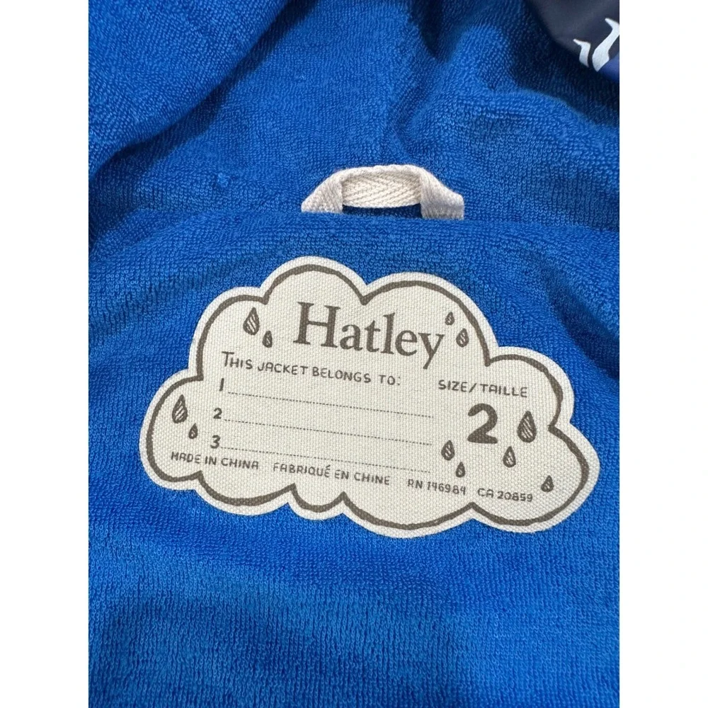 Hatley Kids Navy Blue Dragon Print Hooded Raincoat‎ Waterproof Jacket Size 2